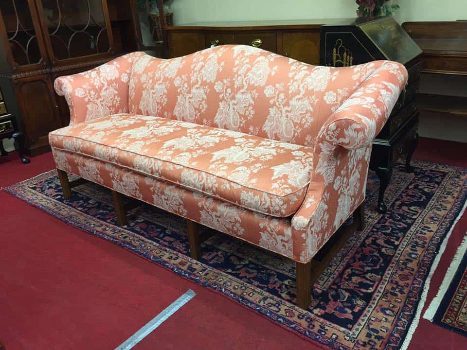Camel Back Peach Sofa by Pennsylvania House Bohemians Antiques & Fine Furniture