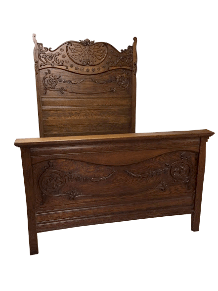 Antique Bed Solid Oak High Back, What Is The Back Of A Bed Called