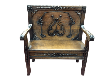 Oak Antique Carved Bench Settee "Sold"