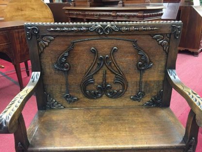 Oak Antique Carved Bench Settee "Sold" - Image 5