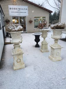 Pair Cast Iron Garden Urns