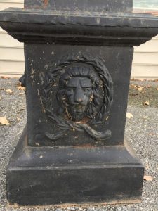 Carved Lion Garden Urn