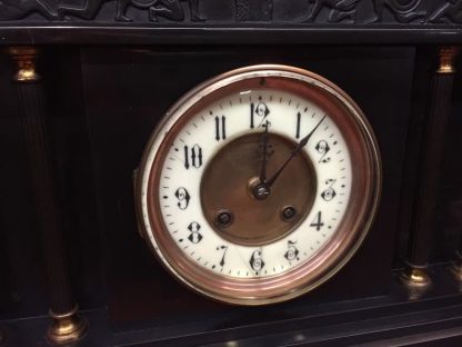 Antique Mantel Clock, Greek Temple - Image 4