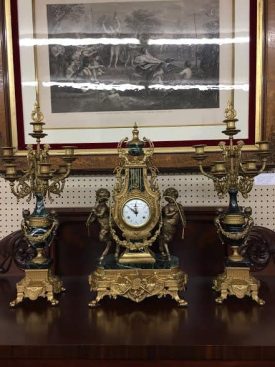 clock and candelabra set