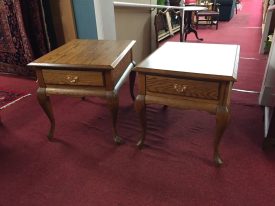 oak queen anne end tables