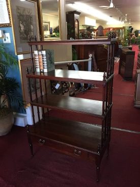 walnut bookcase with spindle sides