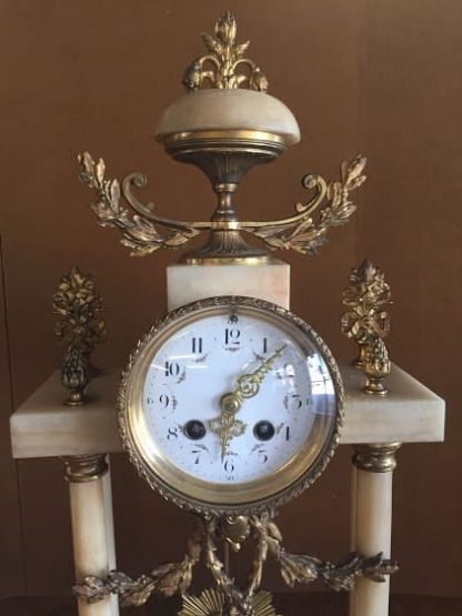 Antique Marble and Brass French Clock & Garniture Set - Image 3