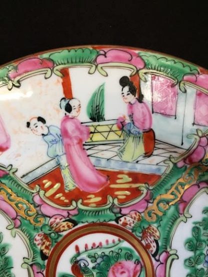 Rose Medallion Chinese Porcelain Plate Vintage Hand Painted 10.25" Diameter - Plate II - Image 4