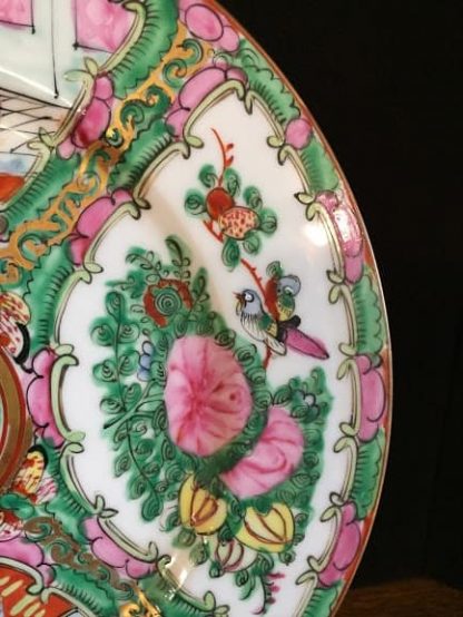 Rose Medallion Chinese Porcelain Plate Vintage Hand Painted 10.25" Diameter - Plate II - Image 5