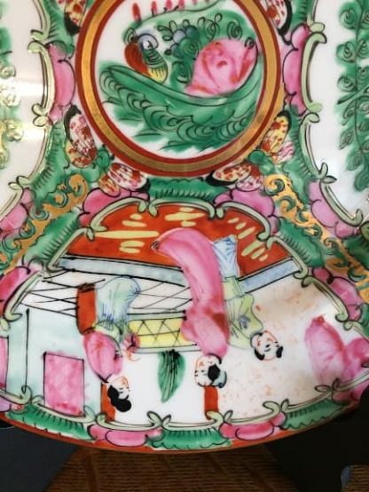 Rose Medallion Chinese Porcelain Plate Vintage Hand Painted 10.25" Diameter - Plate II - Image 6
