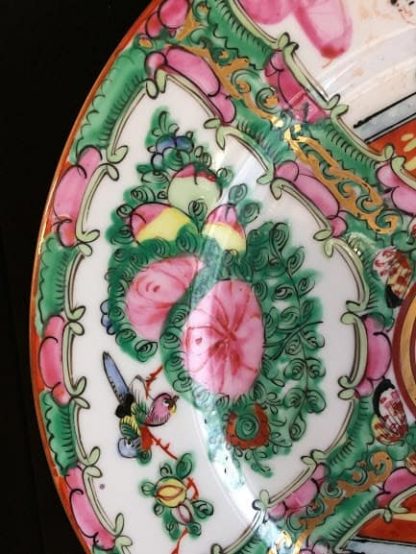Rose Medallion Chinese Porcelain Plate Vintage Hand Painted 10.25" Diameter - Plate II - Image 7