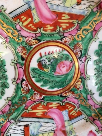 Rose Medallion Chinese Porcelain Plate Vintage Hand Painted 10.25" Diameter - Plate II - Image 8