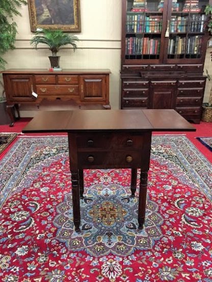 Antique Sheraton 19th Century Two Drawer Table - Image 7