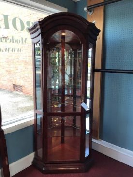 Lighted Corner Curio Cabinets ($485 each)