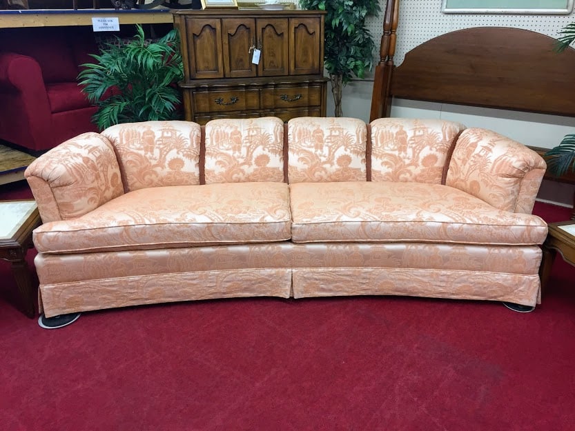 Drexel Heritage Pink Curved Oriental Style Sofa Bohemian S