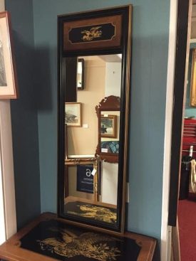 Maple and Black Decorated Mirror with Eagle