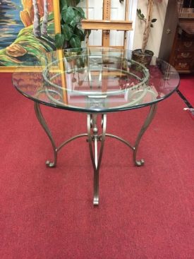 Glass Top Center Table with Metal Base