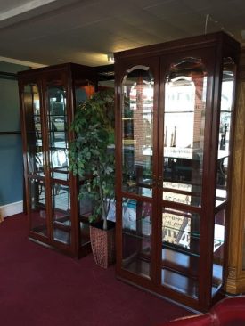 Knob Creek Lighted Cherry Curio Cabinets