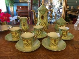 Eight Piece Mint and Gold Lusterware Tea Set