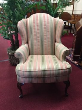 Sherrill Furniture Striped Wing Back Chair