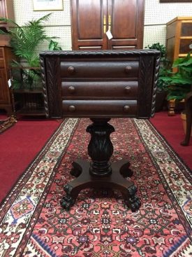 Antique Carved Mahogany Nightstand or End Table