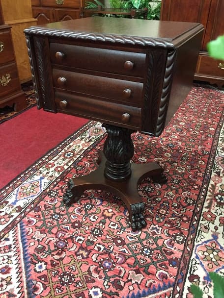 Antique Carved Mahogany Nightstand or End Table