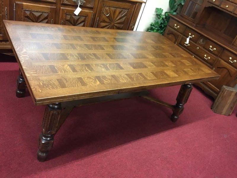 Oak Parquet Top Dining Table