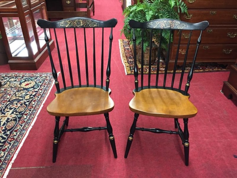 Pair of Black and Cherry Hitchcock Chairs