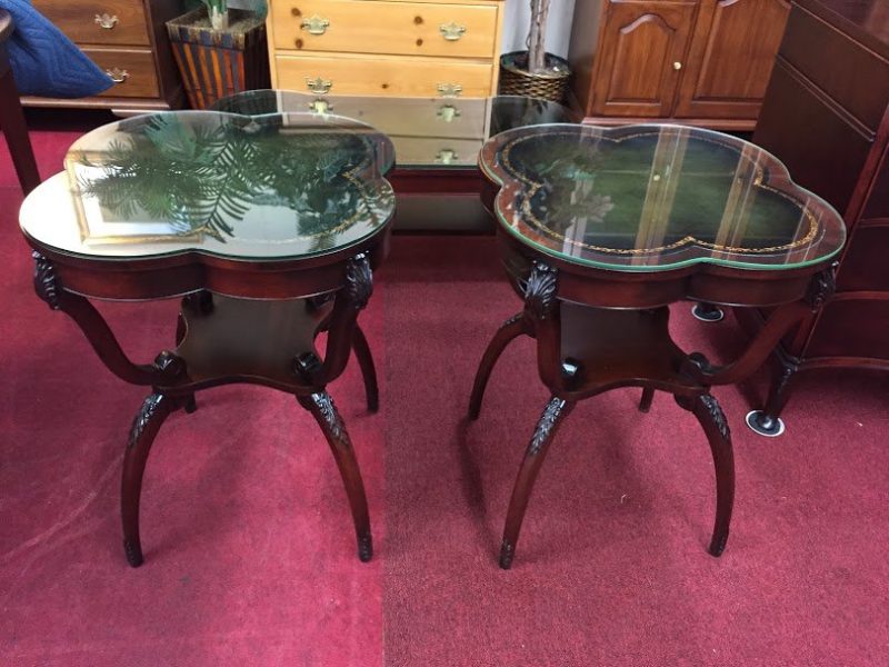 Vintage Leather Top End Table