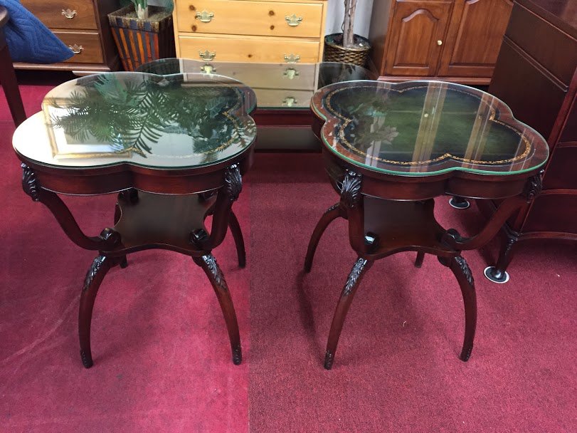Vintage Leather Top End Table What Is, Vintage Leather Top Side Tables