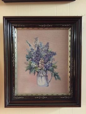 Antique Walnut Frame with Needlework Picture