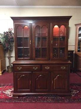 Colonial Cherry Lighted China Cabinet