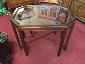 Mahogany Center Table with Glass Top