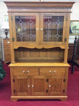 Oak Lighted China Cabinet