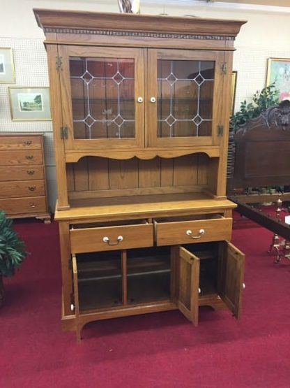 Oak Lighted China Cabinet - Image 4