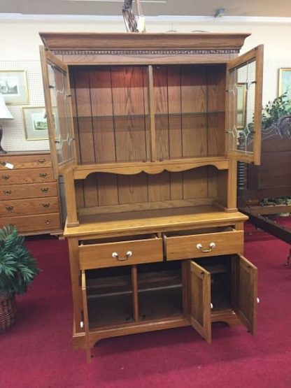 Oak Lighted China Cabinet - Image 6