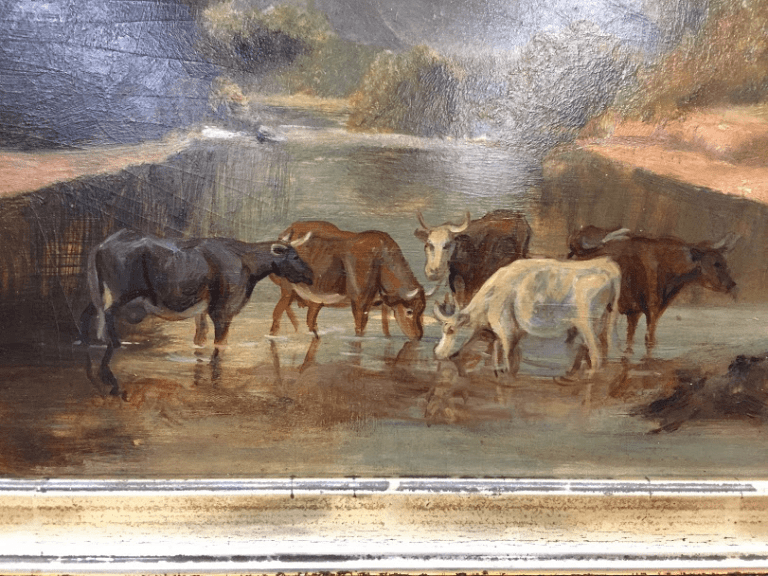 Antique Pastoral Painting - Framed - Image 4