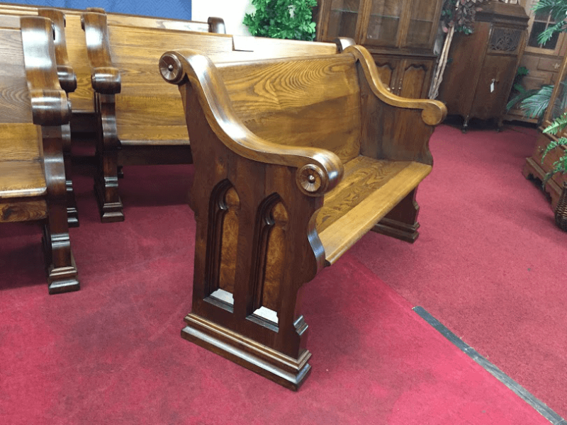 Antique Walnut and Ash Church Pew - 4 ft 7"