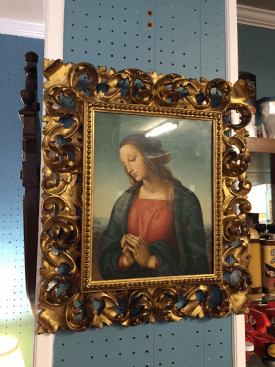 Virgin Mary Portrait in Carved Frame