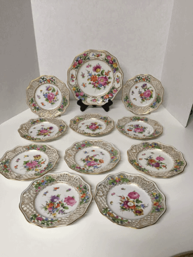 Dresden Reticulated Dessert Plate Set