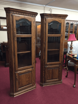Vintage Oak Corner Cabinets
