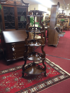 Antique Walnut Victorian Corner Etagere