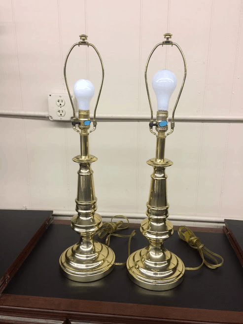 Brass Table Lamps A Pair, Vintage Brass Lamps