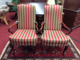 Vintage Striped Arm Chairs - A Pair