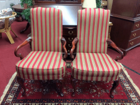 Vintage Striped Arm Chairs - a Pair