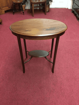 Vintage Oval Inlaid Mahogany Side Table