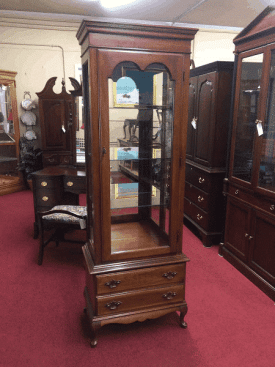 Vintage Curio Cabinet, Solid Wood, Cherry Lighted Cabinet