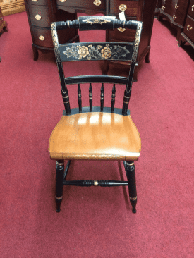 Hitchcock Chair, Vintage Black Decorated Chair