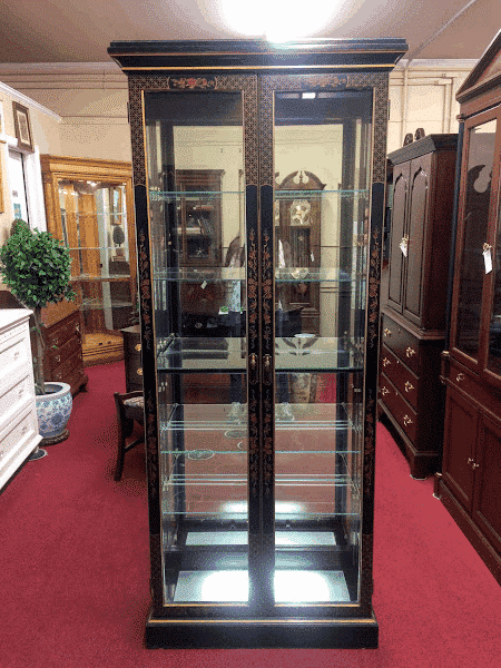 Oriental Style Curio Cabinet, Chinoiserie Cabinet