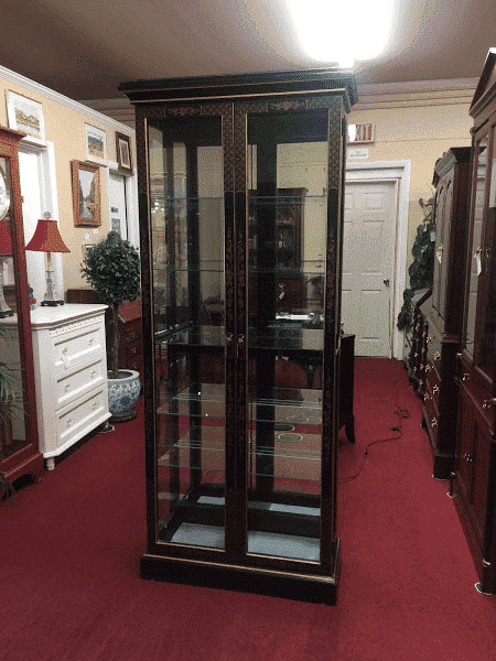 Oriental Style Curio Cabinet, Chinoiserie Cabinet